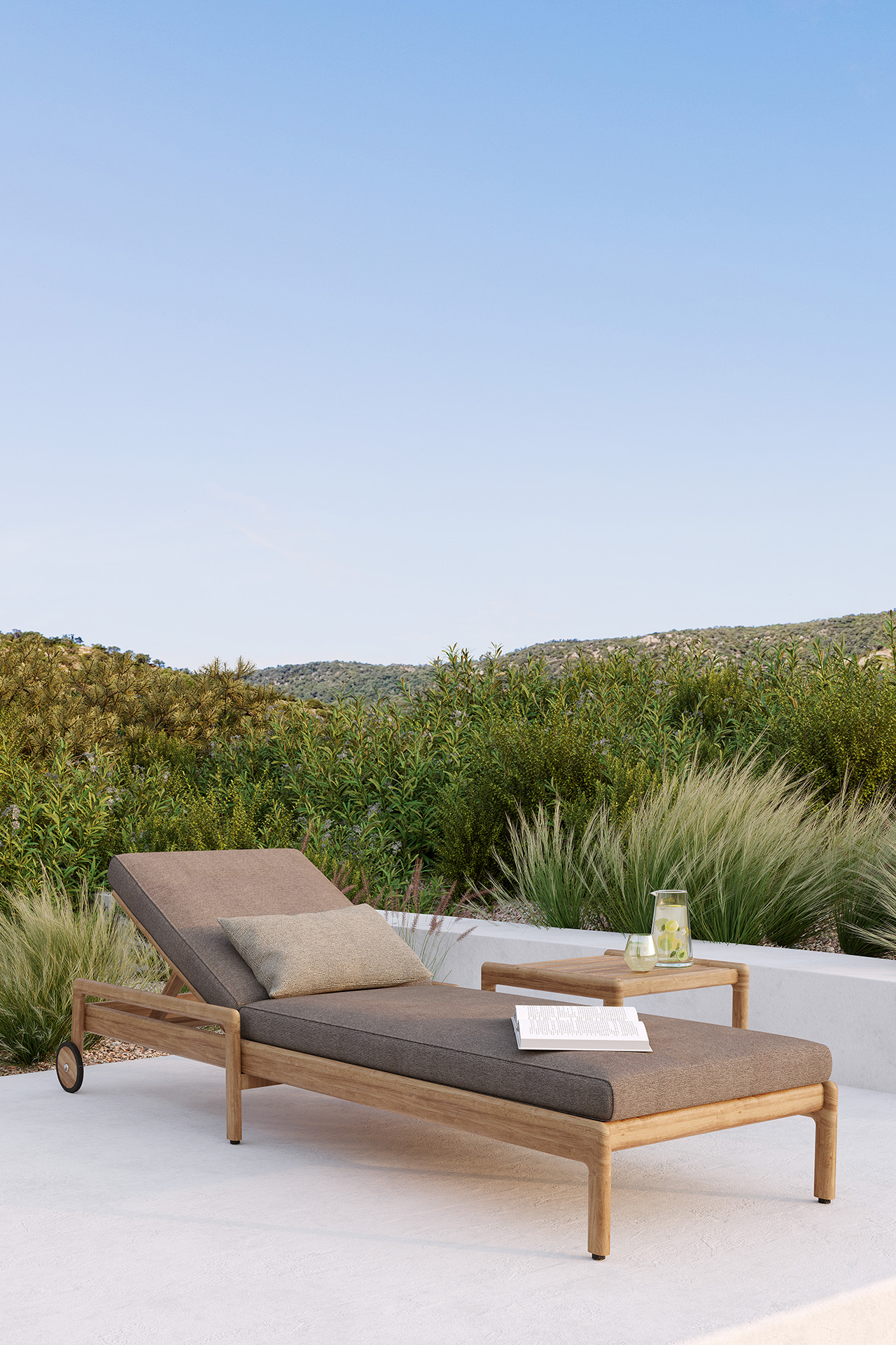 Teak Jack lounge chair - outdoor - dun kussen naturel