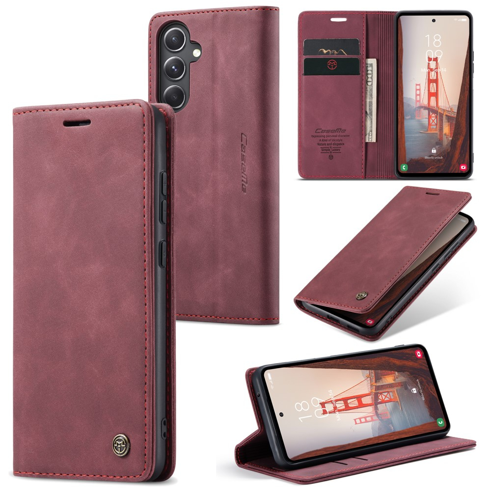 Samsung Galaxy S23 FE Leder Tasche Flip Wallet Etui mit Kartenfächern - Rot