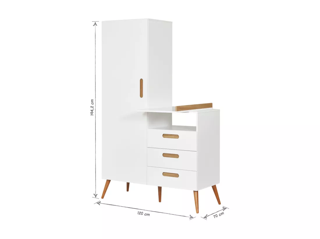 Armoire panneaux de fibres blanc ZAHIA