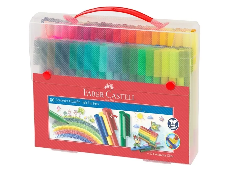 Faber-Castell Connector tusser i kuffert - med 80 stk. ass. farver