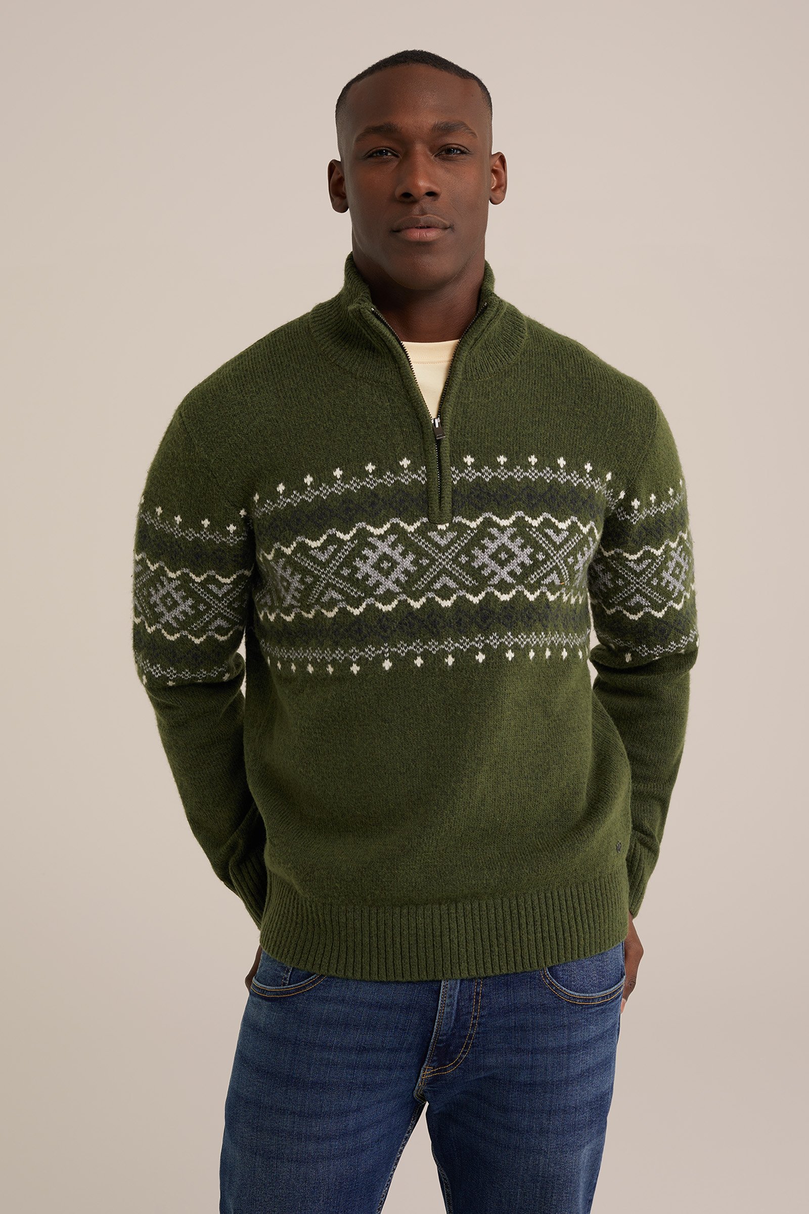 trui met rits WE Fashion Donkergroen
