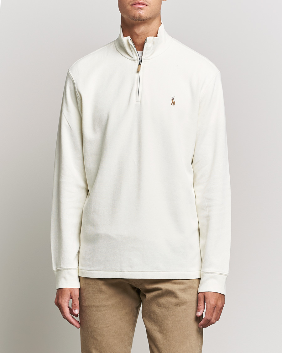 Polo Ralph Lauren Double Knit Jaquard Half Zip Sweater Parchment Cream
