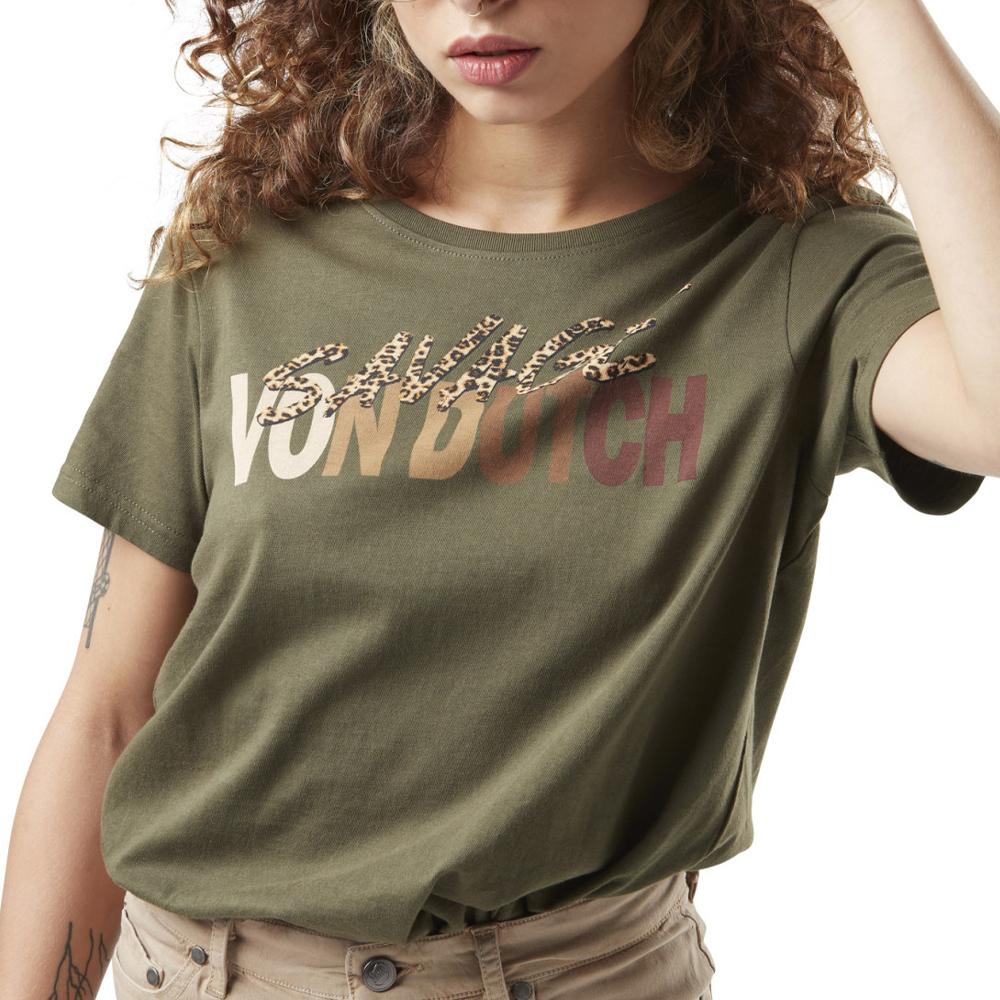 Von Dutch T-shirt Kaki Femme Von Dutch Leopard