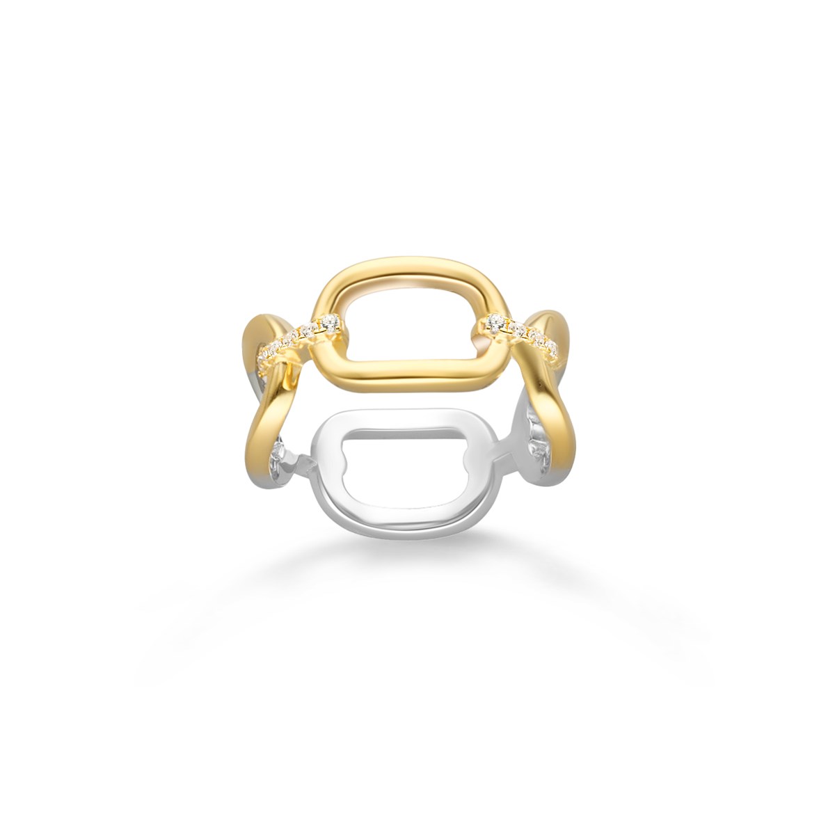 Bague Argent Doré Zirconium Blanc Olga Quatre Anneaux