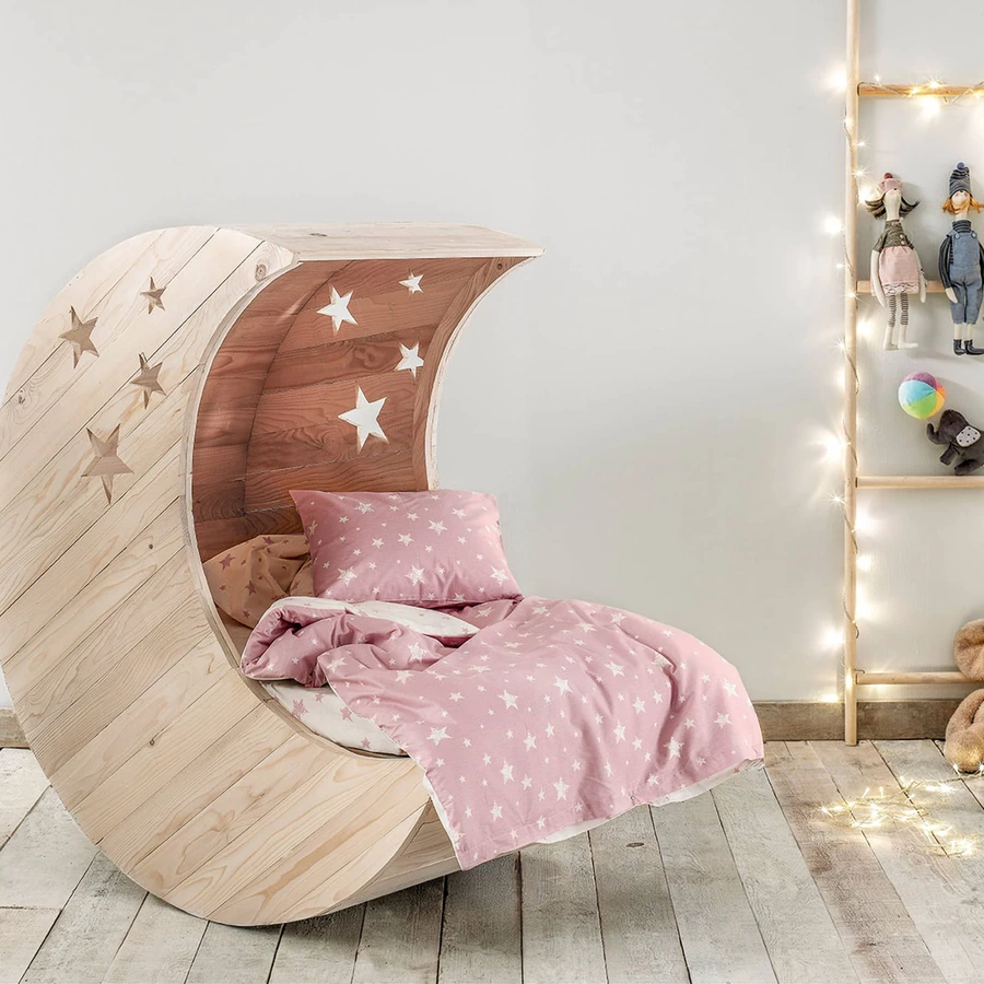 hibboux® Bettwäsche-Set Star Baby Duvet Cover Set Rose