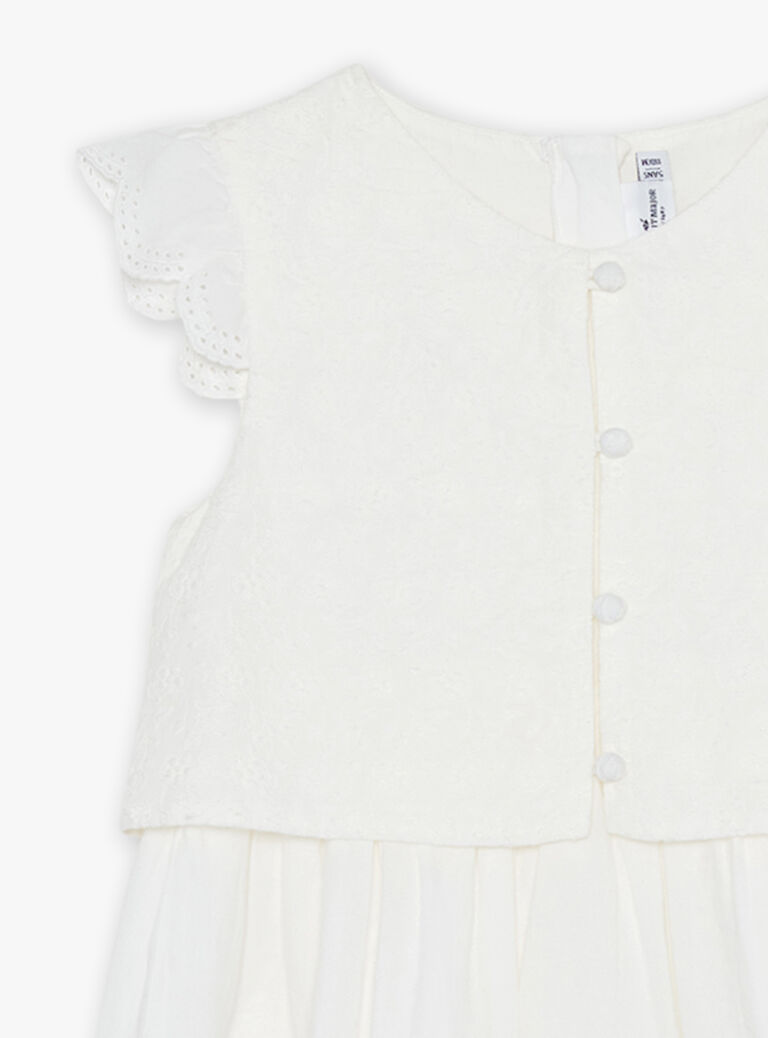 Robe écrue à broderies fantaisie