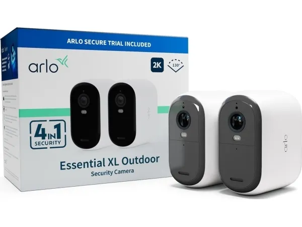 Arlo Essential XL - 2nd Generation - netværksovervågningskamera - indendørs, udendørs - vejrfast - farve (Dag/nat) - 4 MP - 2560 x 1440 - audio - trådløs - WiFi (pakke med 2)