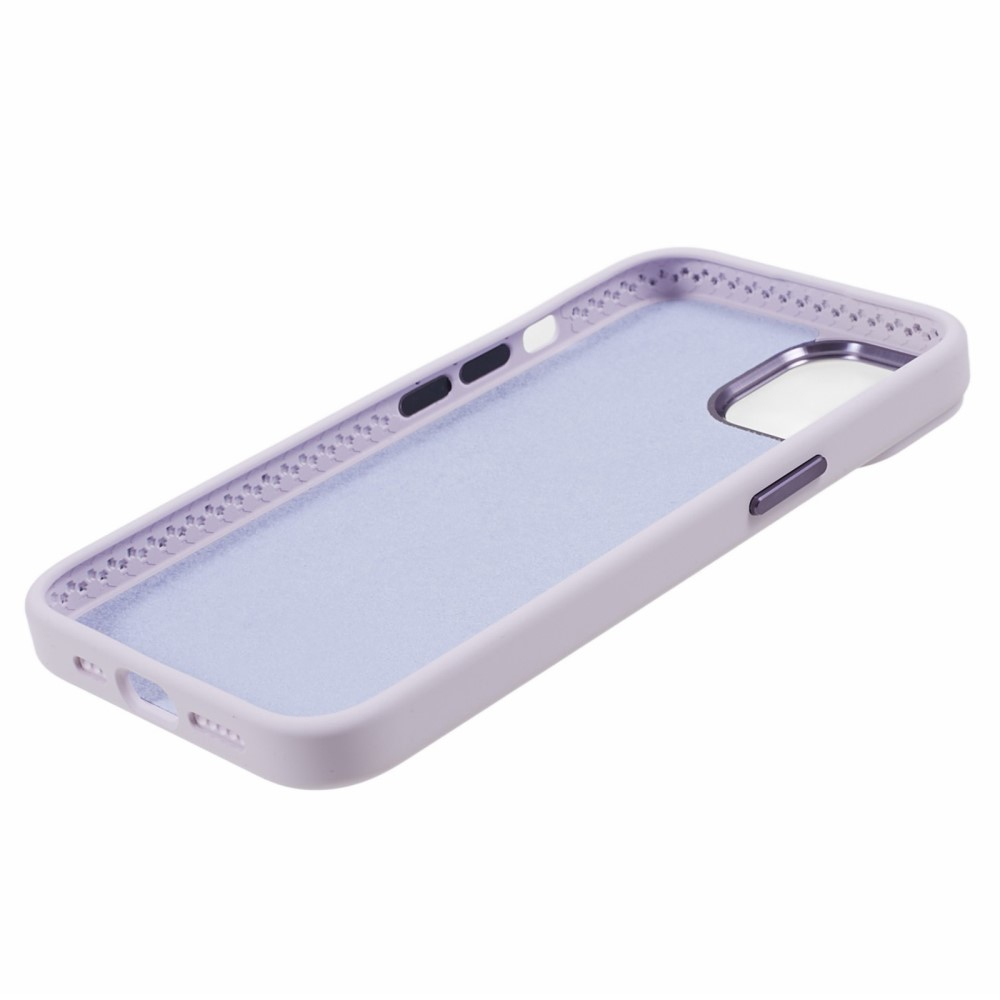 iPhone 15 Silikon Hardcase Hülle mit Metall Kamerarahmen - Lila