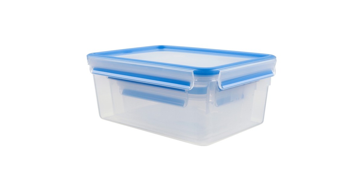 EmsaClip & Close vershoudbakjes, 3-delige set, 1,0 / 3,2 / 3,7 L doos  (Transparant/blauw, rechthoekig)