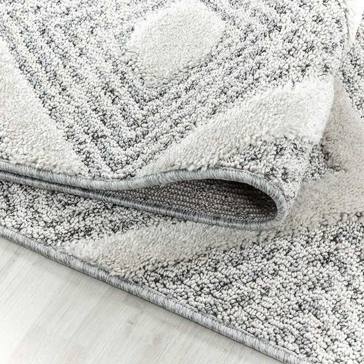 Rond scandinavisch vloerkleed - Pitea Ethno Creme/Grijs