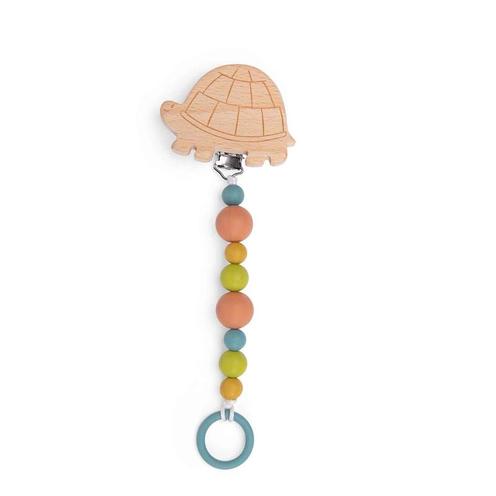 Attache-Tétine Bois et Silicone Tortue Trois Petits Lapins Multicolore - MOULIN ROTY