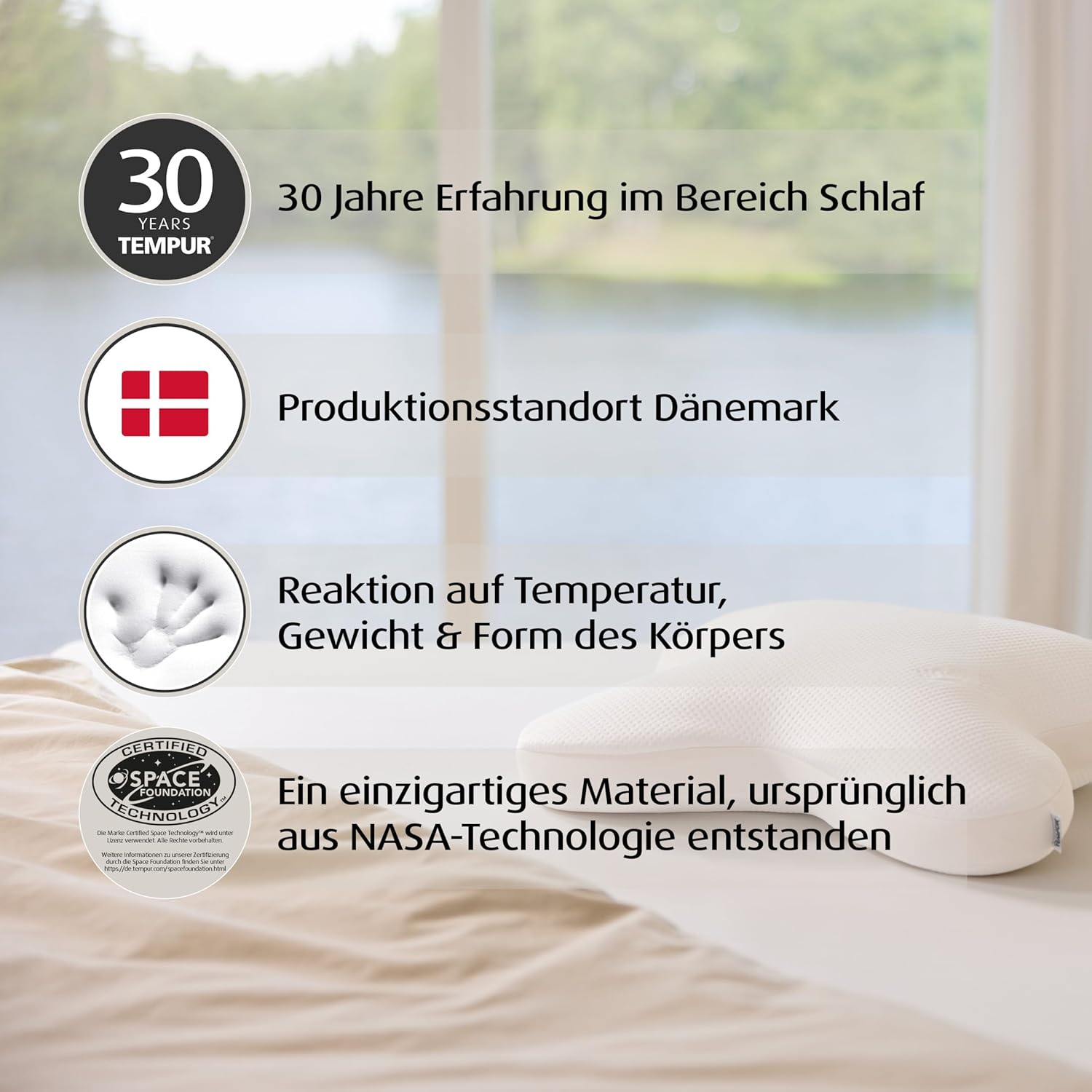 TEMPUR Ombracio Schlafkissen, ergonomisches Bauchschläferkissen in Schmetterlingsform, Liegefühl mittelfest, 60 x 50 x 10 cm, Weiß