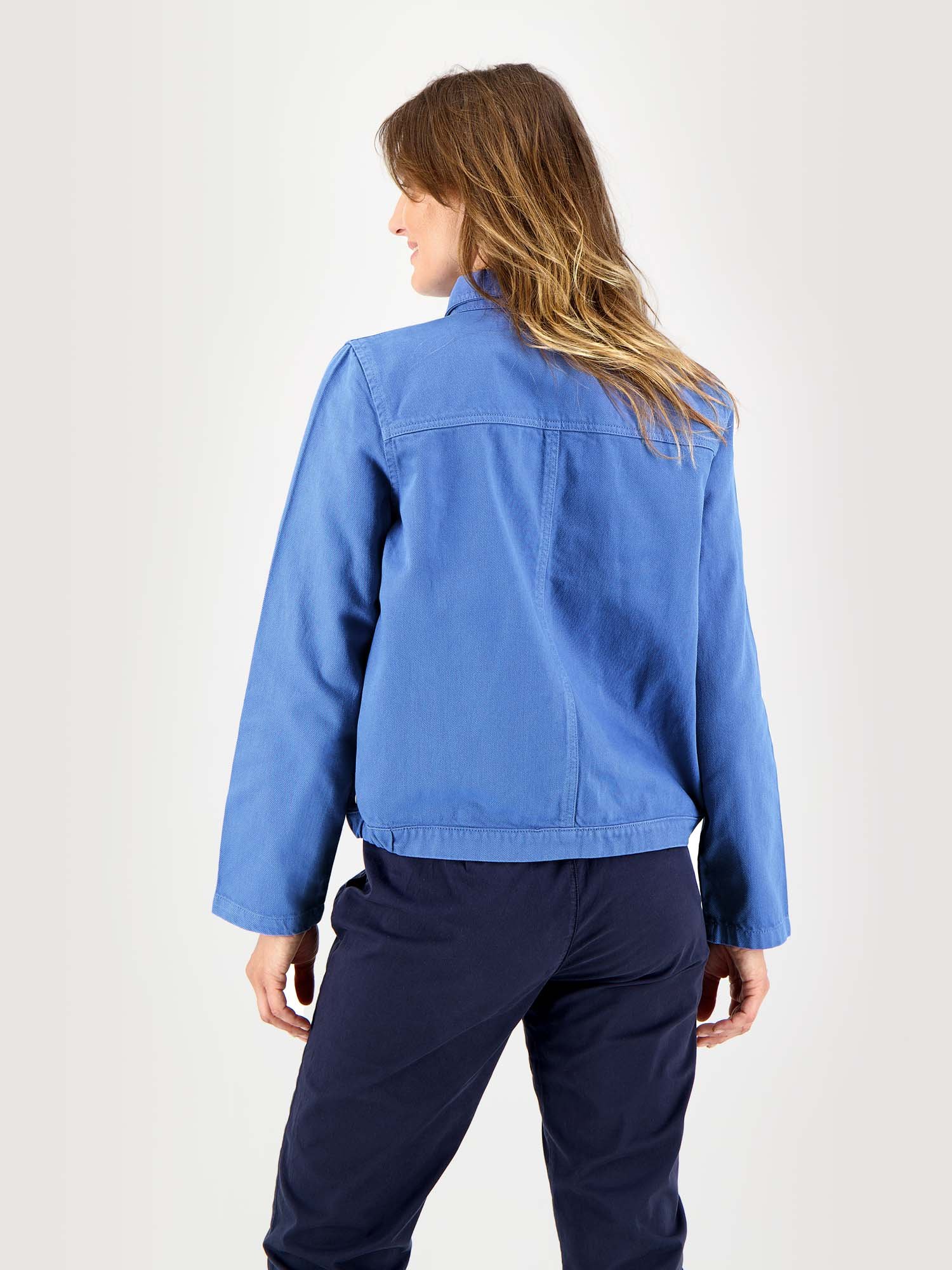 Veste Femme Boutonnée Coton Bleu
