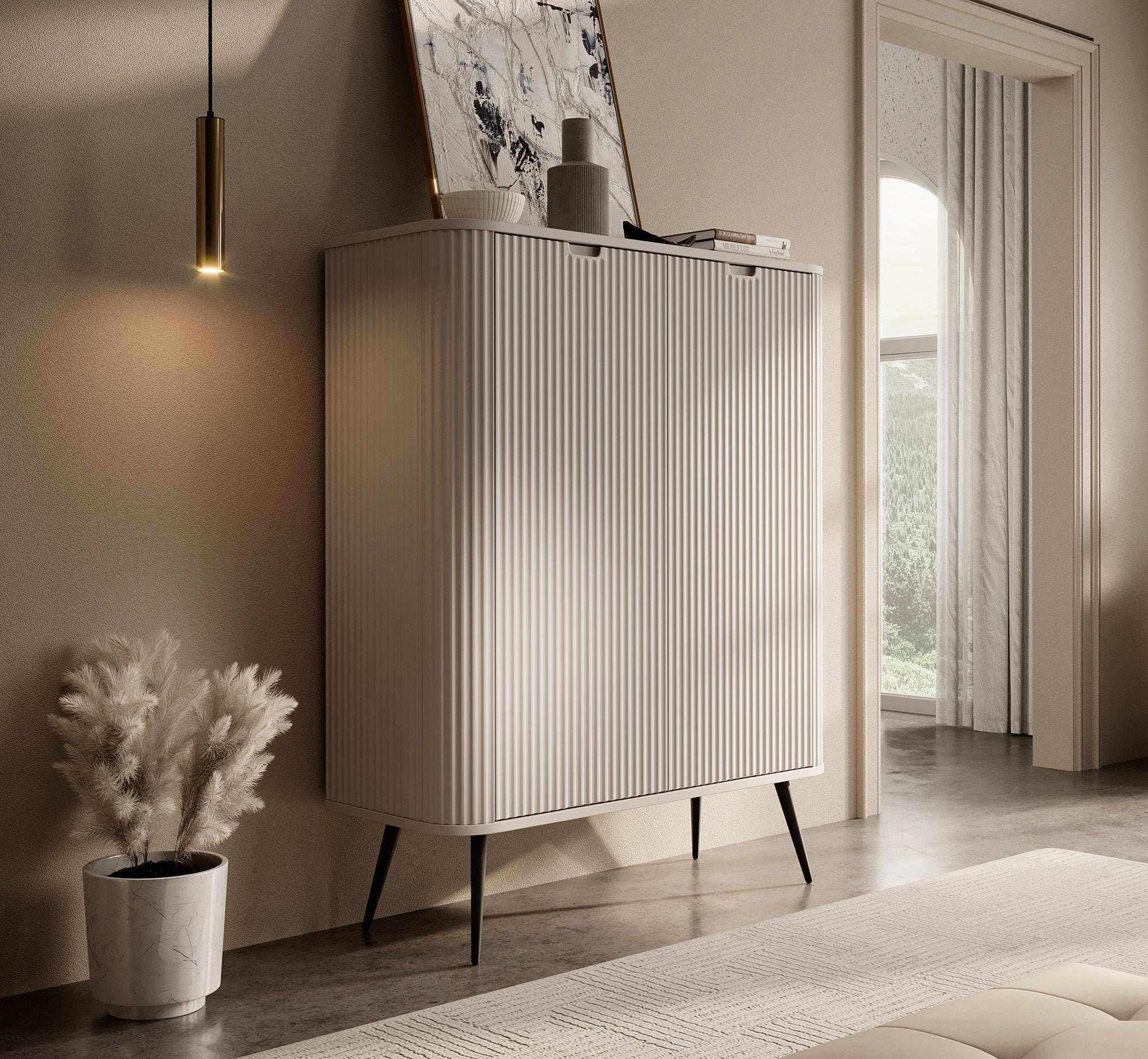 Zakari - Dressoir - Beige - 103x39x129 cm