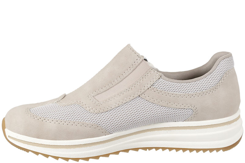 RIEKER SKO I BEIGE PU OG TEKSTIL
