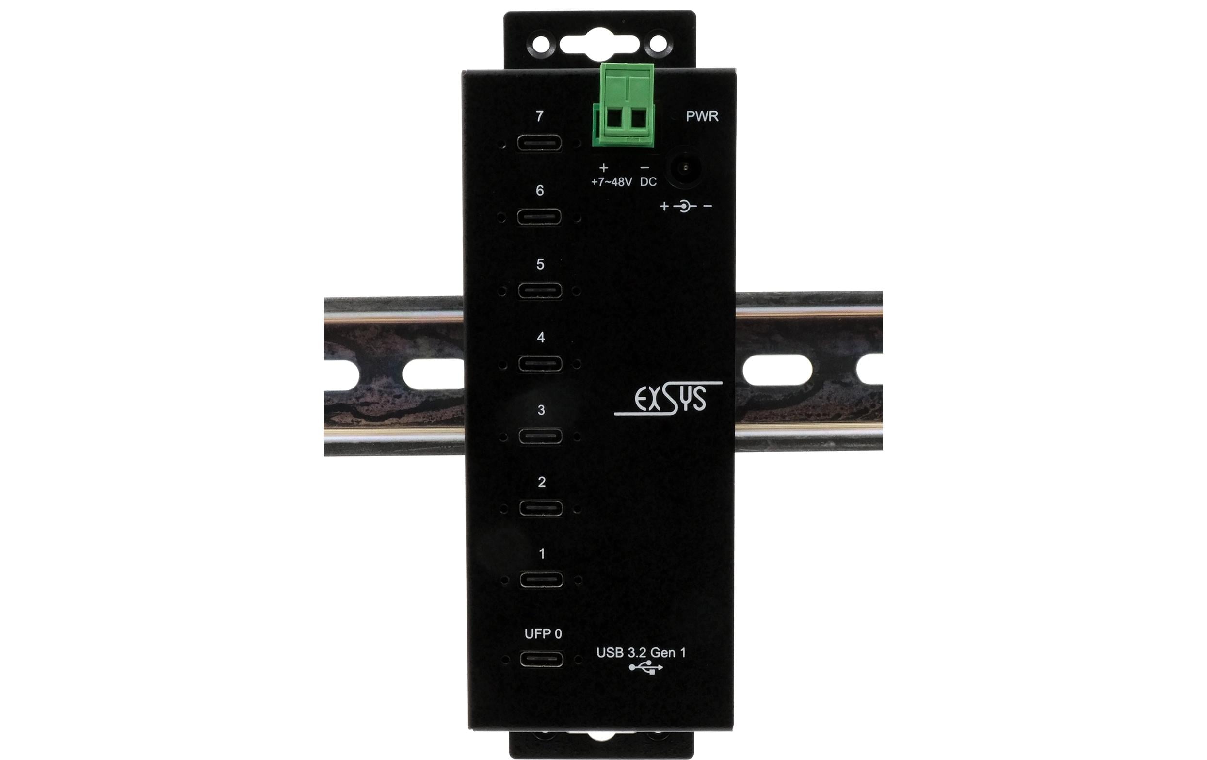 USB-Hub EX-1147HMVS<br>7-Port USB 3.2 Gen 1 Metall HUB mit 15KV ESD Überspannungsschutz, C-Buchsen