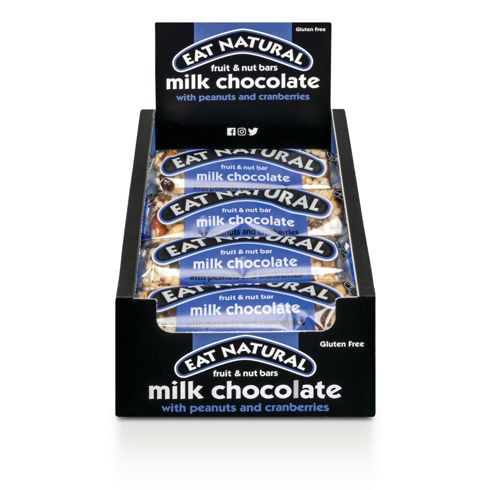 Eat natural Fruit & Noten Bar Melk Chocolade Pinda's en Cranberries12 x 45 gr