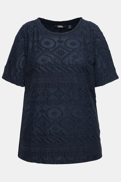 T-Shirt, gemustert, Overized, Rundhals, Halbarm