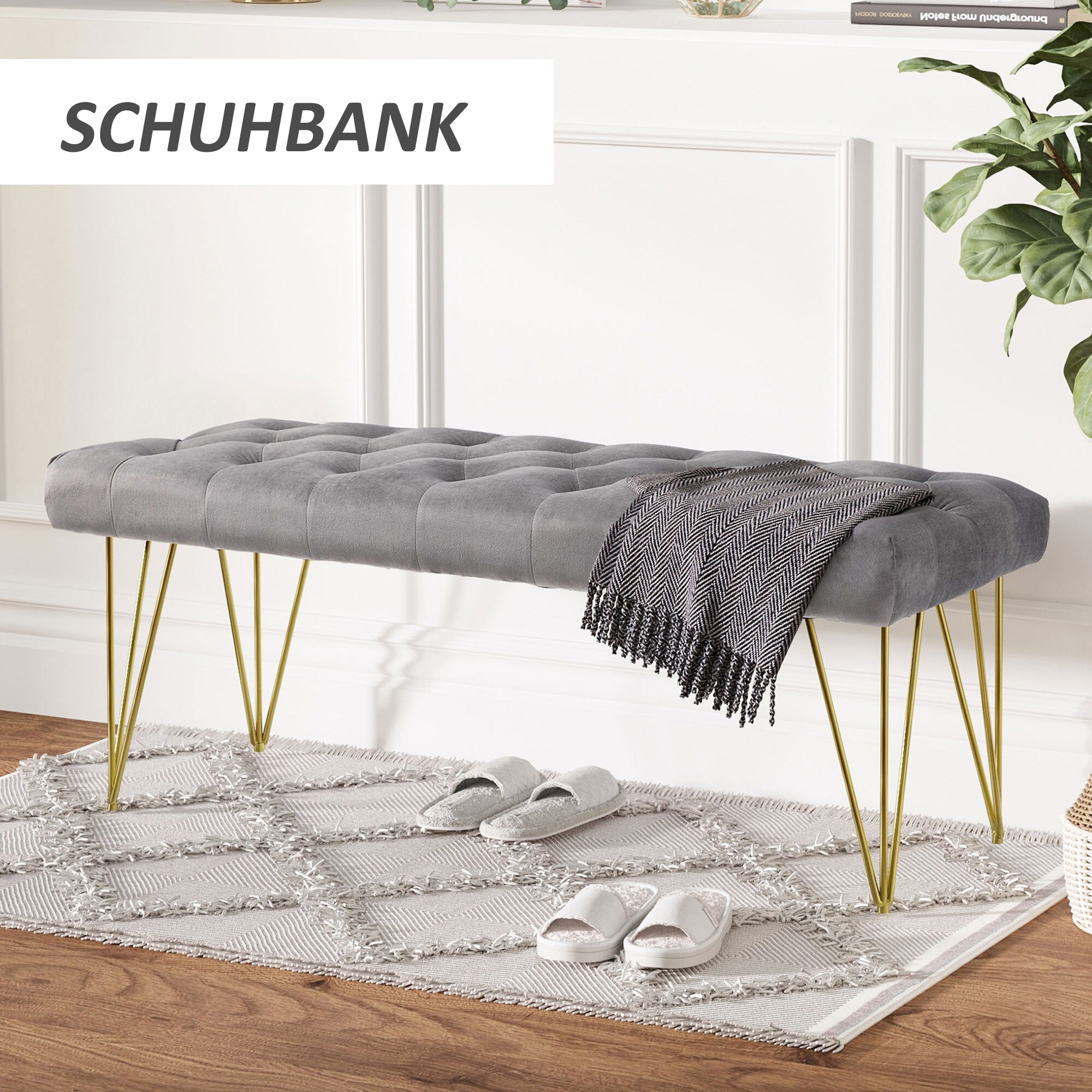 HOMCOM Sitzbank im eleganten Design grau 116 x 44,5 x 49 cm (BxTxH)