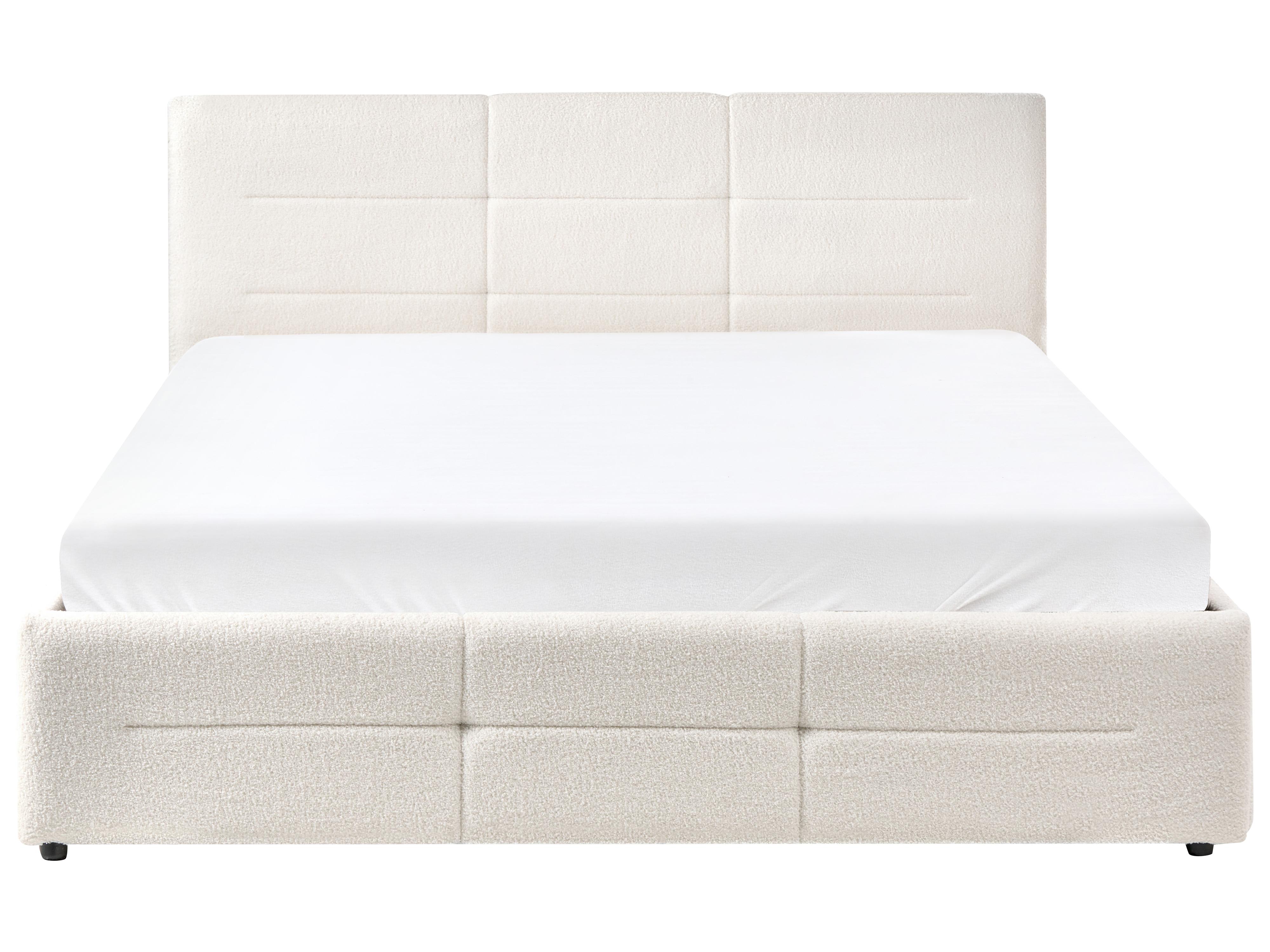 Bed met opbergruimte Bouclé MASSOGNES 160 x 200 cm Gebroken wit