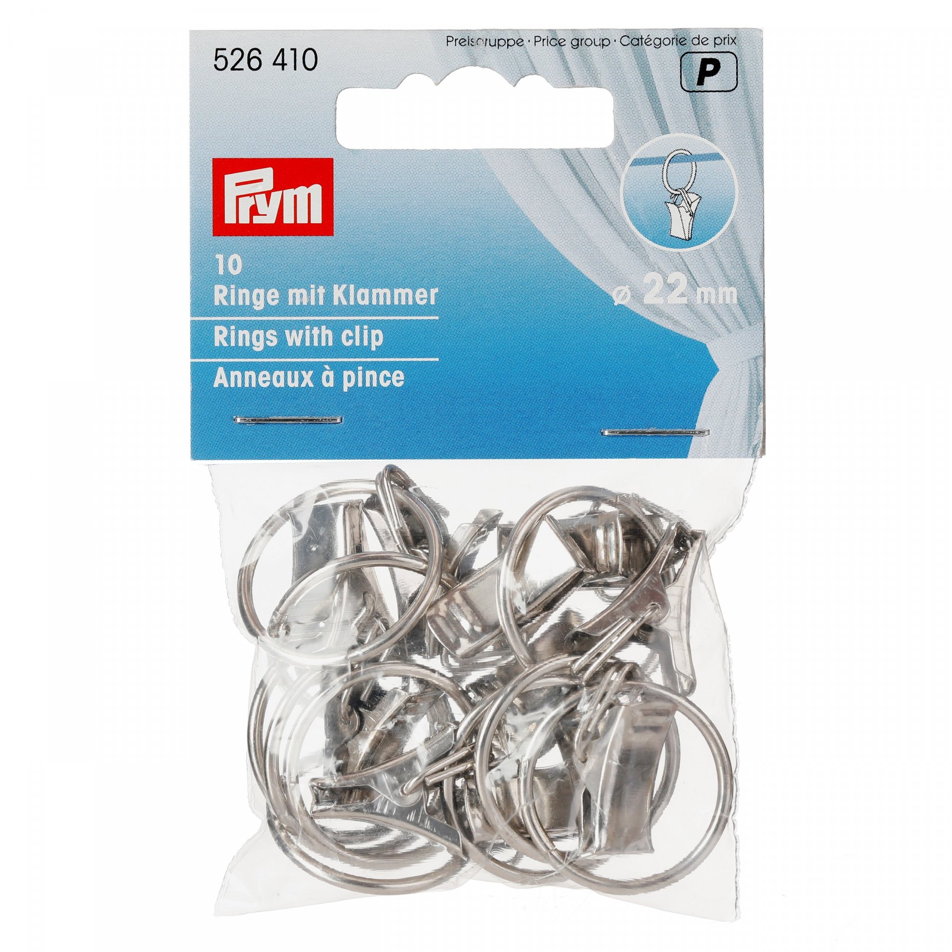 Prym Metall Gardinenringe mit Klammer, Set