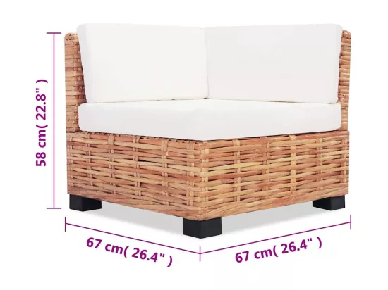 NETTLIFE Ensemble de canapés 27 pcs Rotin naturel