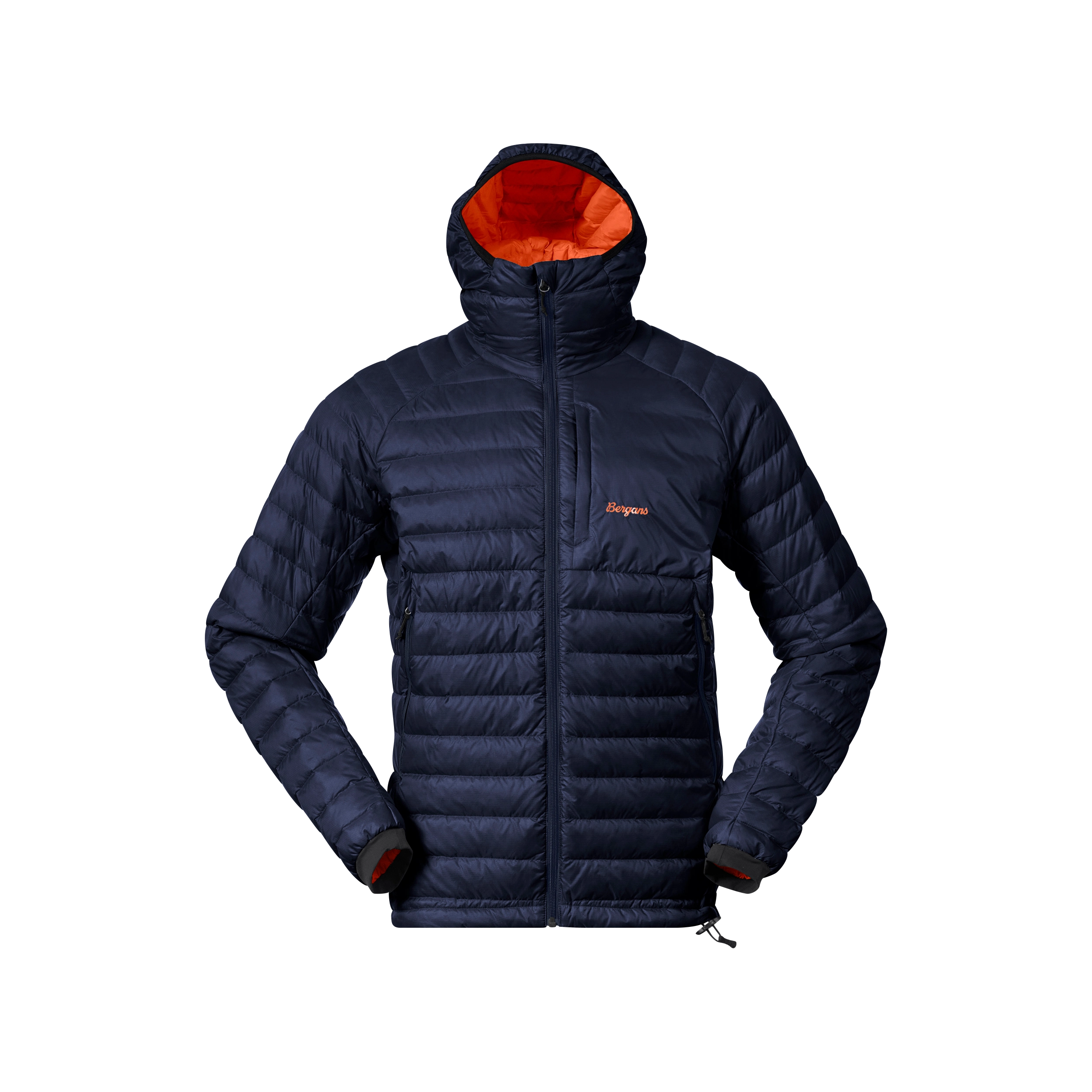 Vaagaa Light Down Jacket Hood Men Navy Blue / Alert Orange