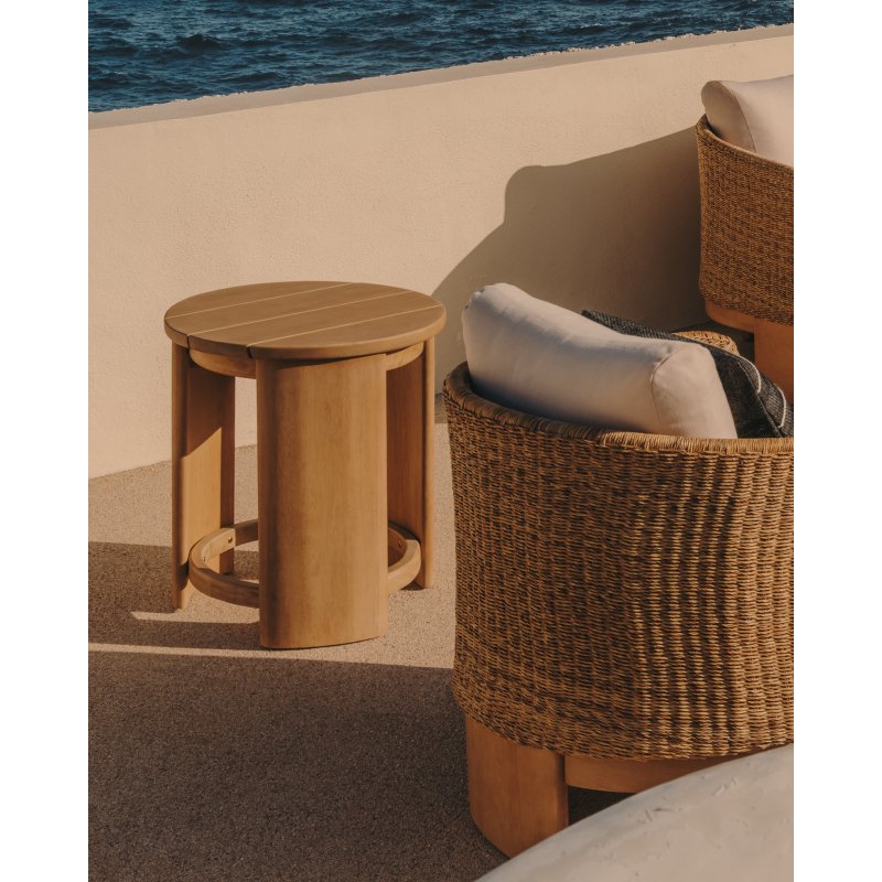 Table auxiliaire Xoriguer en bois d’eucalyptus Ø 63,5 cm
