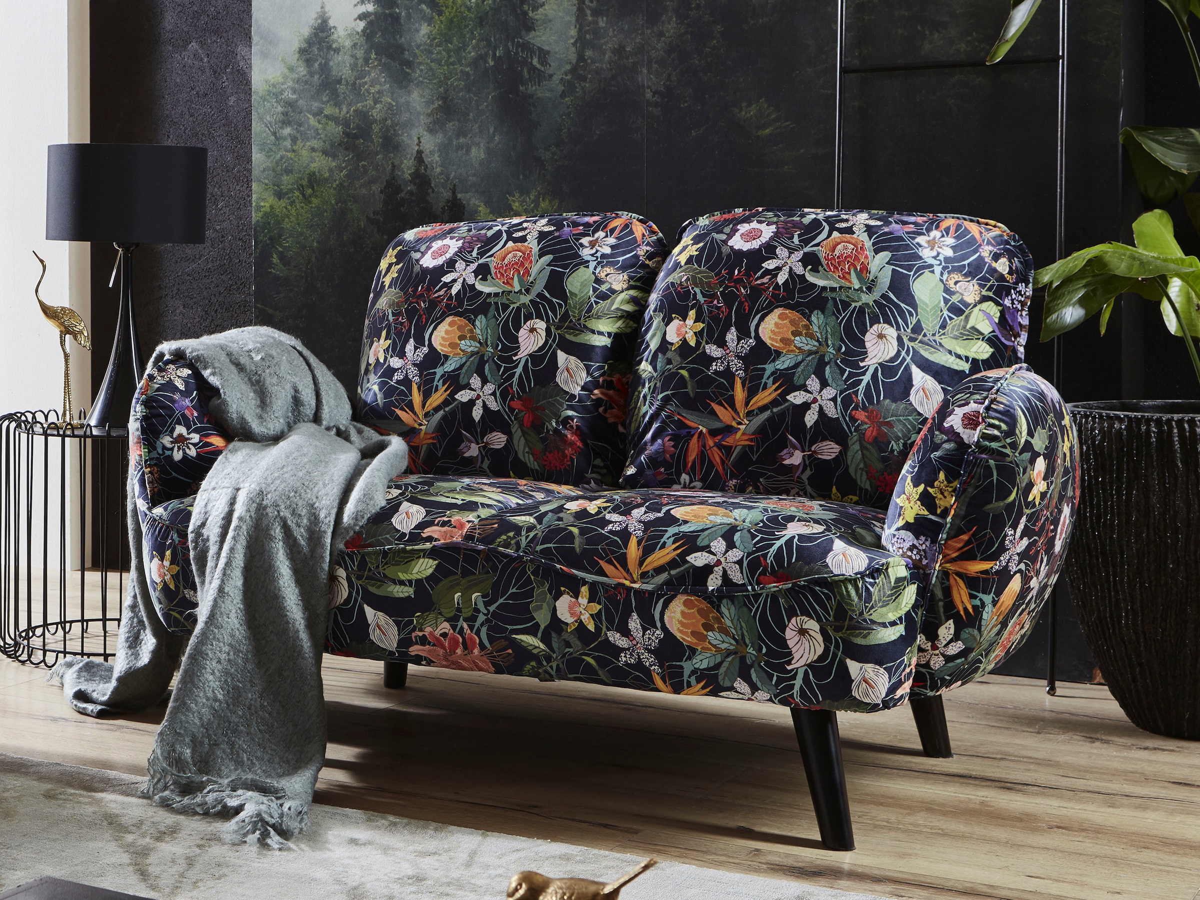 ATLANTIC home collection 2-Sitzer »Ben« mit Wellenunterfederung, Massivholzfüsse, frei im Raum stellbar