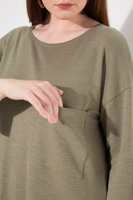 Shirt, Oversized, Rundhals, 3/4-Arm, Biobaumwolle