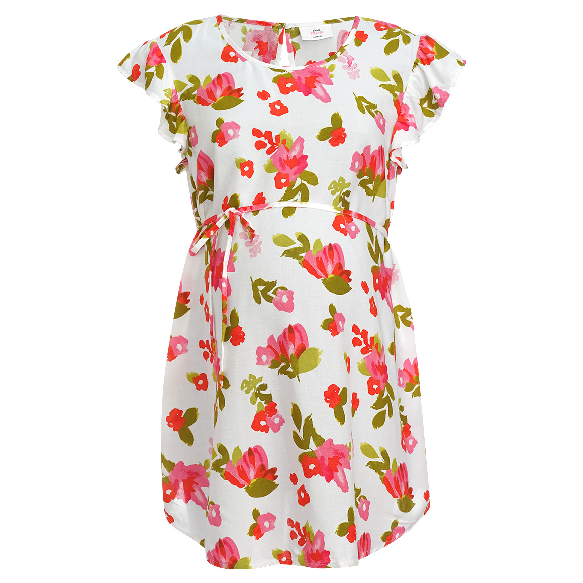 Gina Mama Damen Umstands-Bluse mit Flügelärmeln pink / weiss
