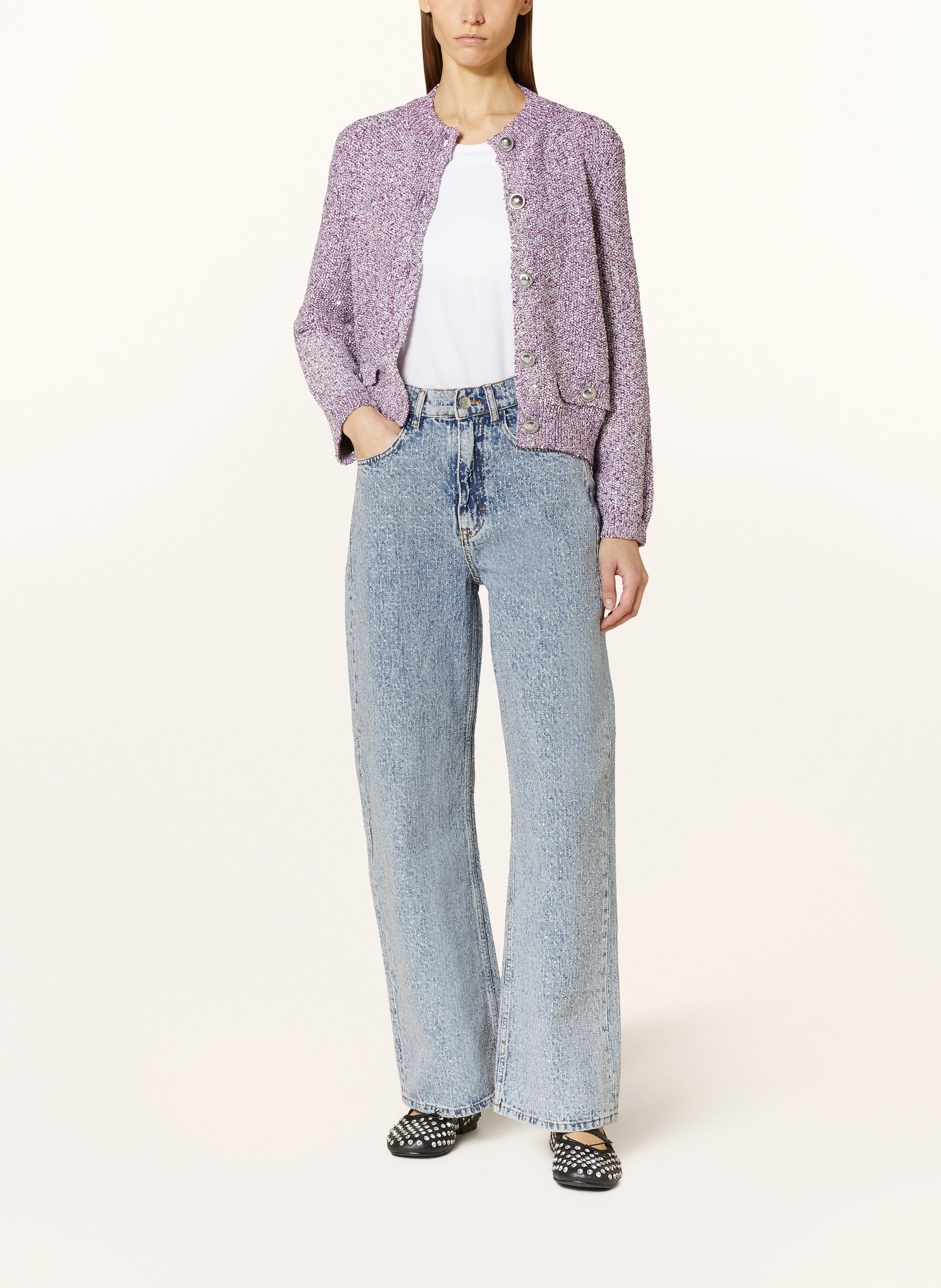 maje Straight Jeans mit Schmucksteinen