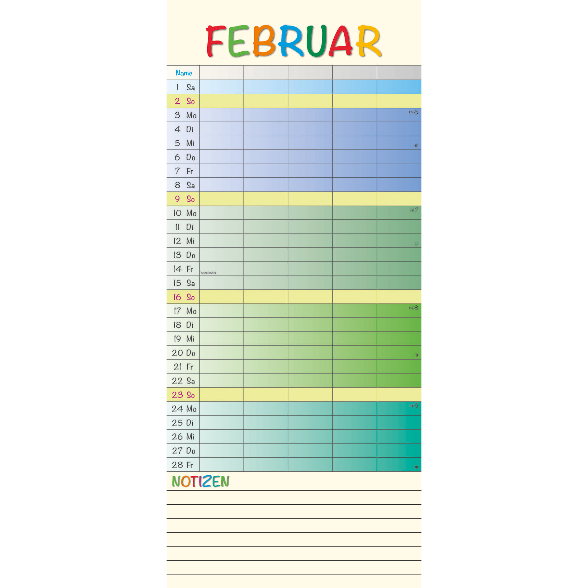 Familienplaner 2025 - Regenbogen - 19,5x45 cm