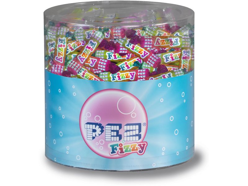 PEZ Fizzy Rollen Dose 150 x 6 g Prickelnde Bonbons in drei fruchtigen Geschmacksrichtungen