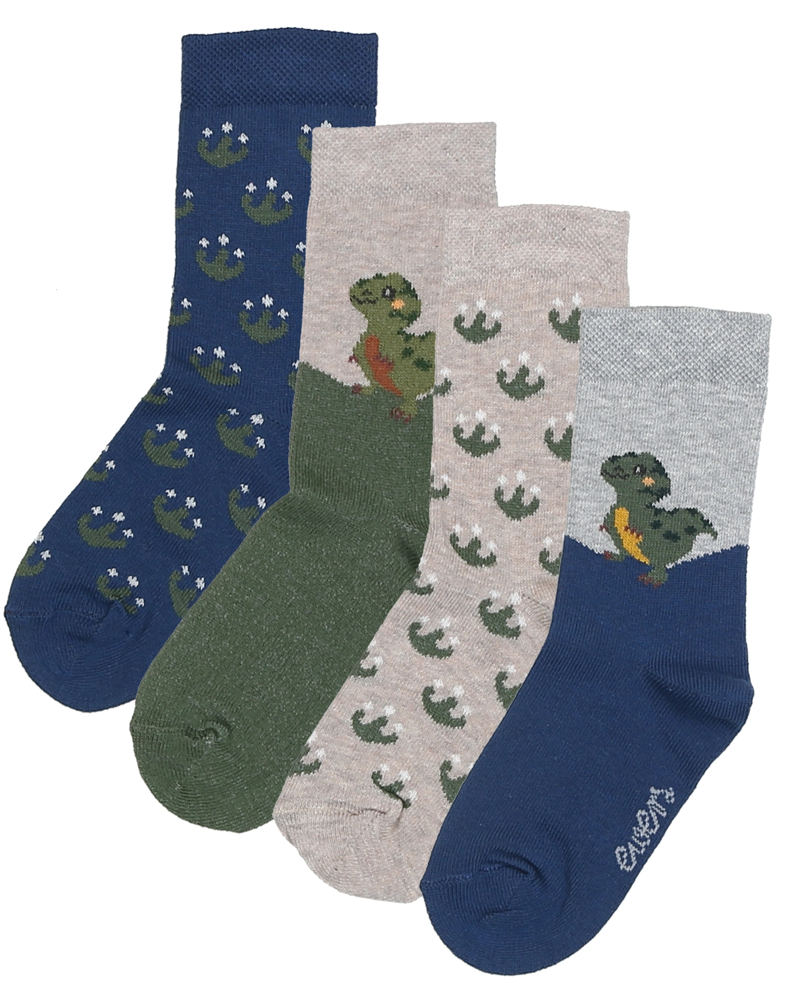 Socken DINO 4er-Pack in dunkelbeige/steingrün