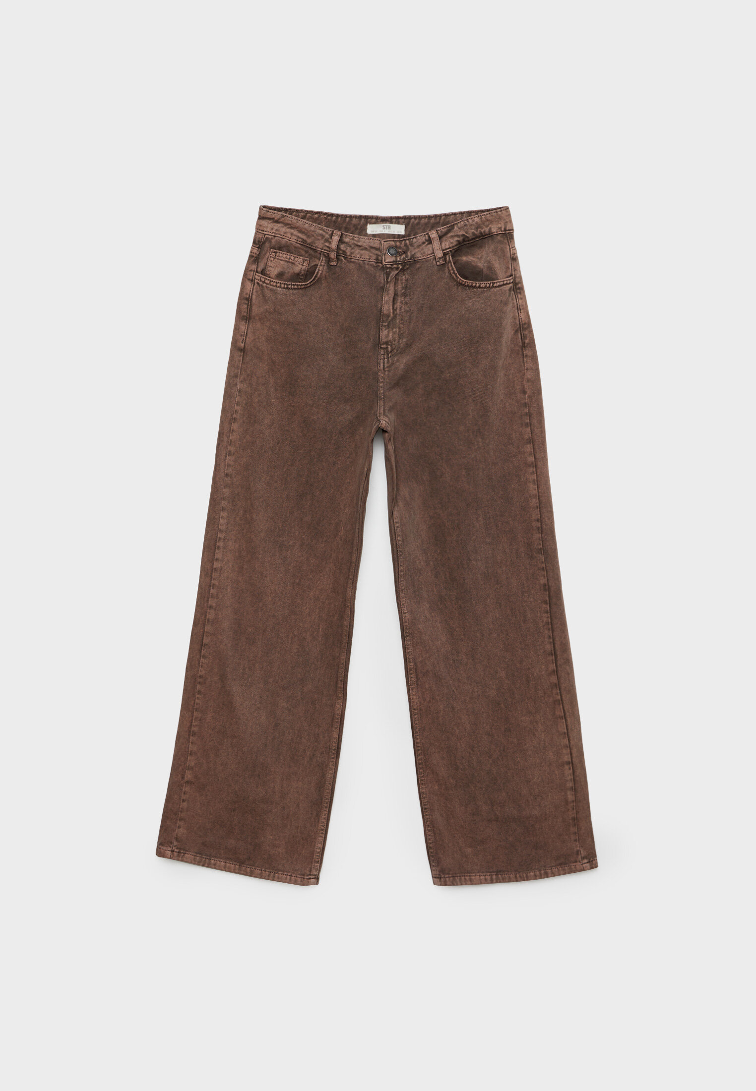 Calça jeans de cintura baixa e pernas largas