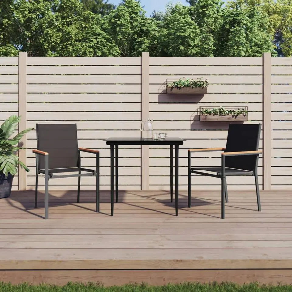 vidaXL - Tuinstoel - Zwart - Staal - 2 stuks