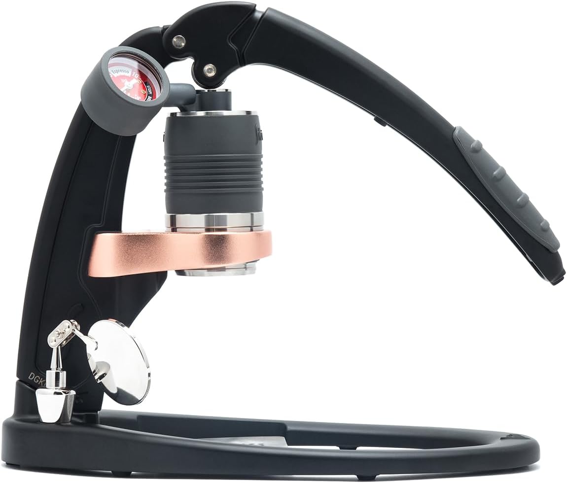 Flair Pro 3 (schwarz) – alle Espressomaschinen mit manuellem Hebel und einem Edelstahl-Brühkopf, Manometer und einem Schnapsspiegel