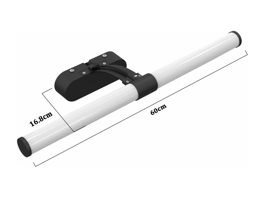 NETTLIFE Applique LED salle de bain， LED lampe à miroir 4000K blanc neutre , IP44,8W ,60CM  - noir lampe murale moderne étanche lampe murale