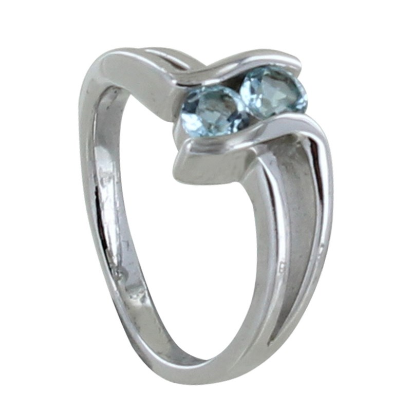 Bague Argent Rhodié Double Topaze