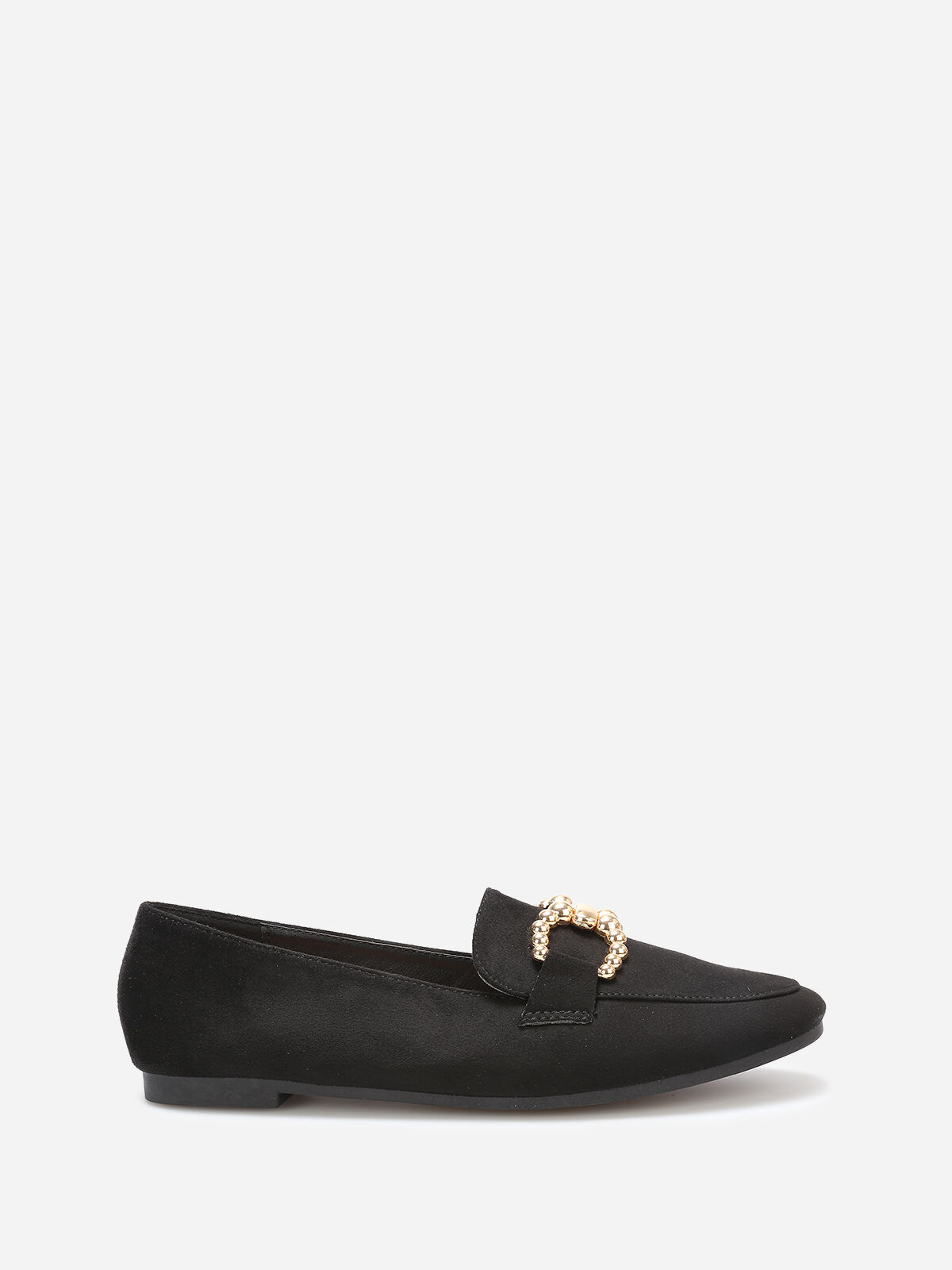 Mocassins en suédine à détail boucle- Noir