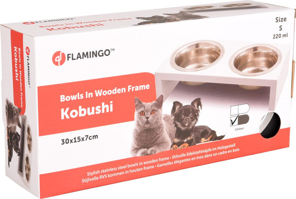 Flamingo f-1031109 - Support Duo Gamelle Chien en Acier Inoxydable et MDF