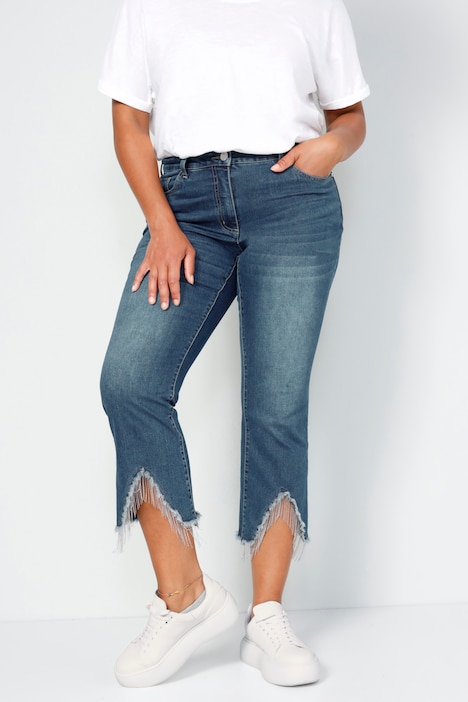 3/4-Jeans, Schlag mit Zierketten, 5-Pocket