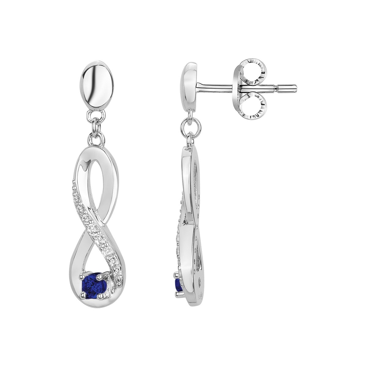 Boucles d'oreilles pendantes en Argent avec spinelle bleu saphir