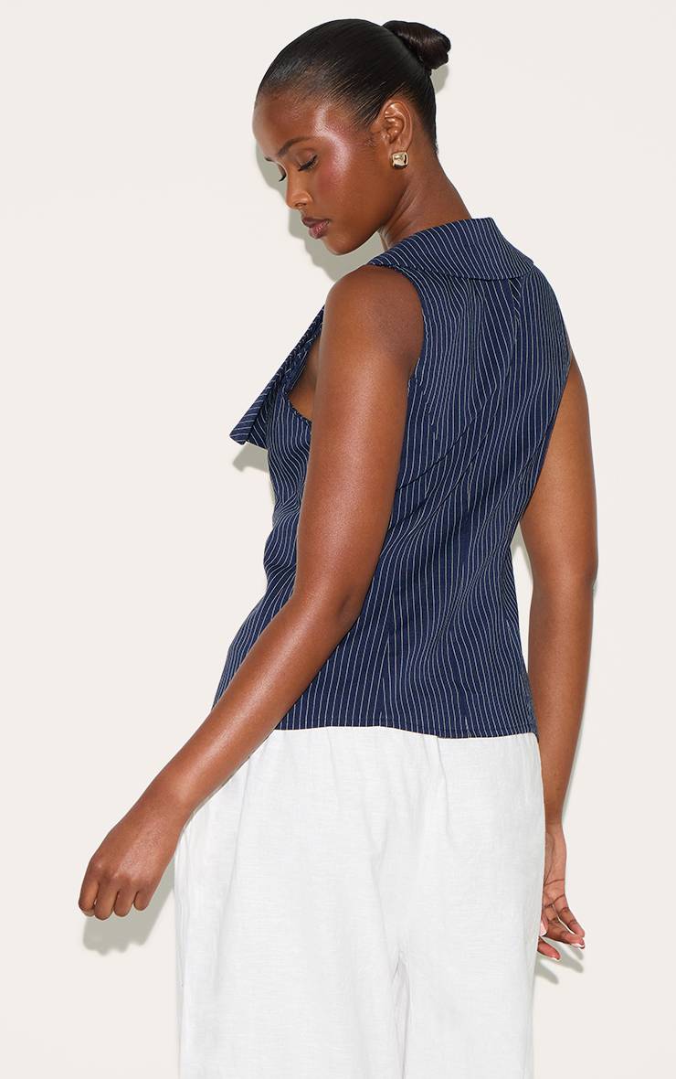 Bleu Gilet En Coton À Rayures