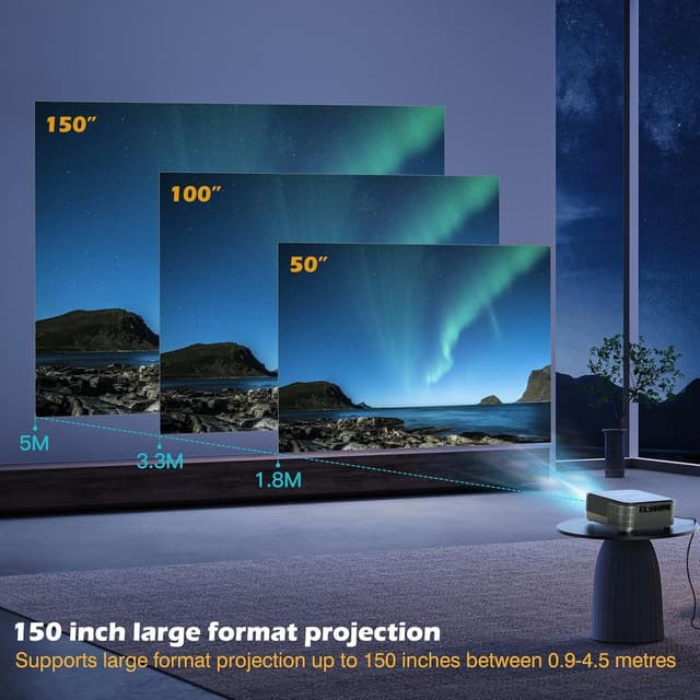 NÖRDIC 4K Projektor 500ANSI Opløsning Dobbeltbånd Bluetooth 5.1