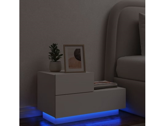 VIDAXL - Table de chevet avec lumières led blanc 70x36x40,5 cm