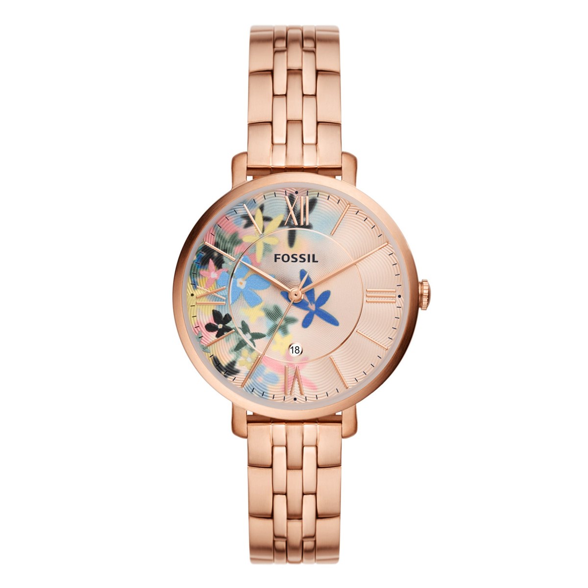 Montre Fossil Jacqueline acier rose cadran fleurs