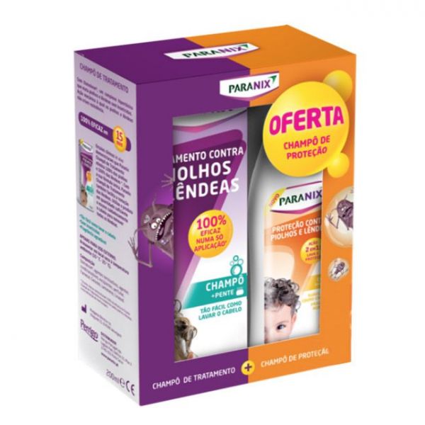 Paranix Pack Shampoo Tratamento 100ml   Shampoo Proteção Piolho/Lêndeas 200ml   Pente