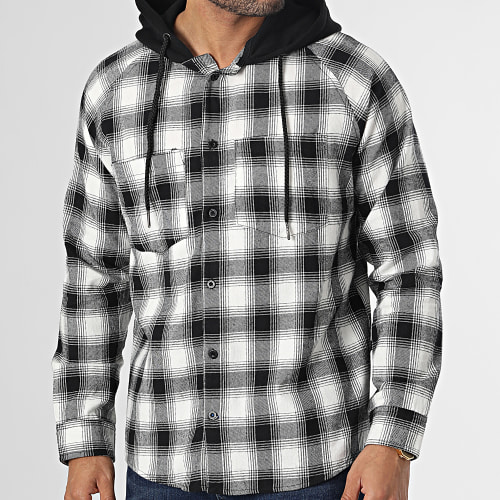 Chemise Capuche A Carreaux 10022 Noir Blanc